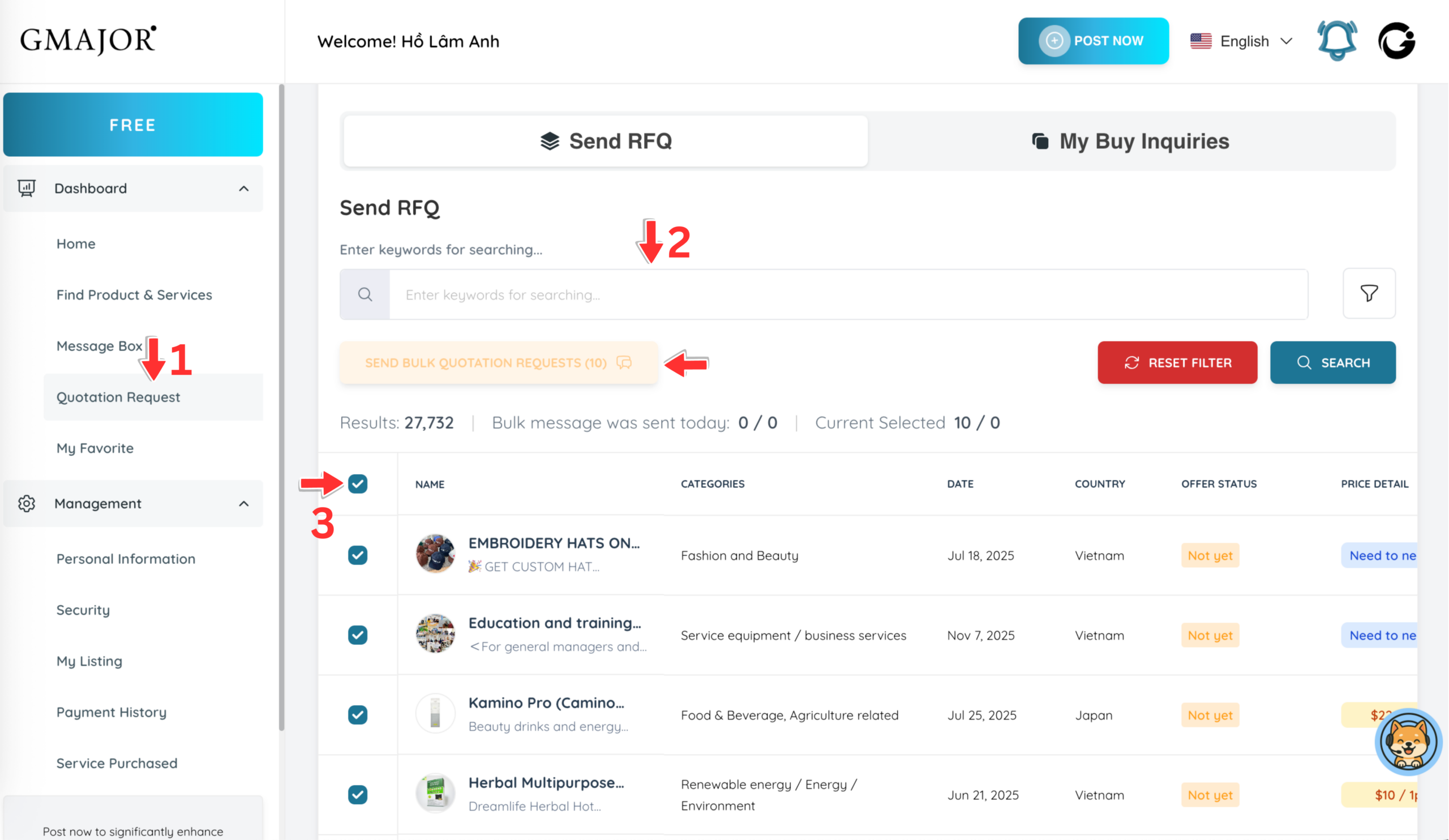 GMAJOR Matching Platform en